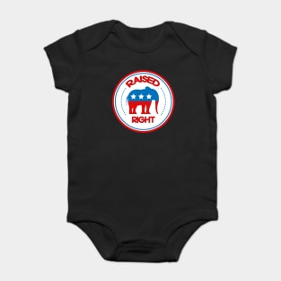 Raised Right Conservative Republican Elephant Baby Bodysuit